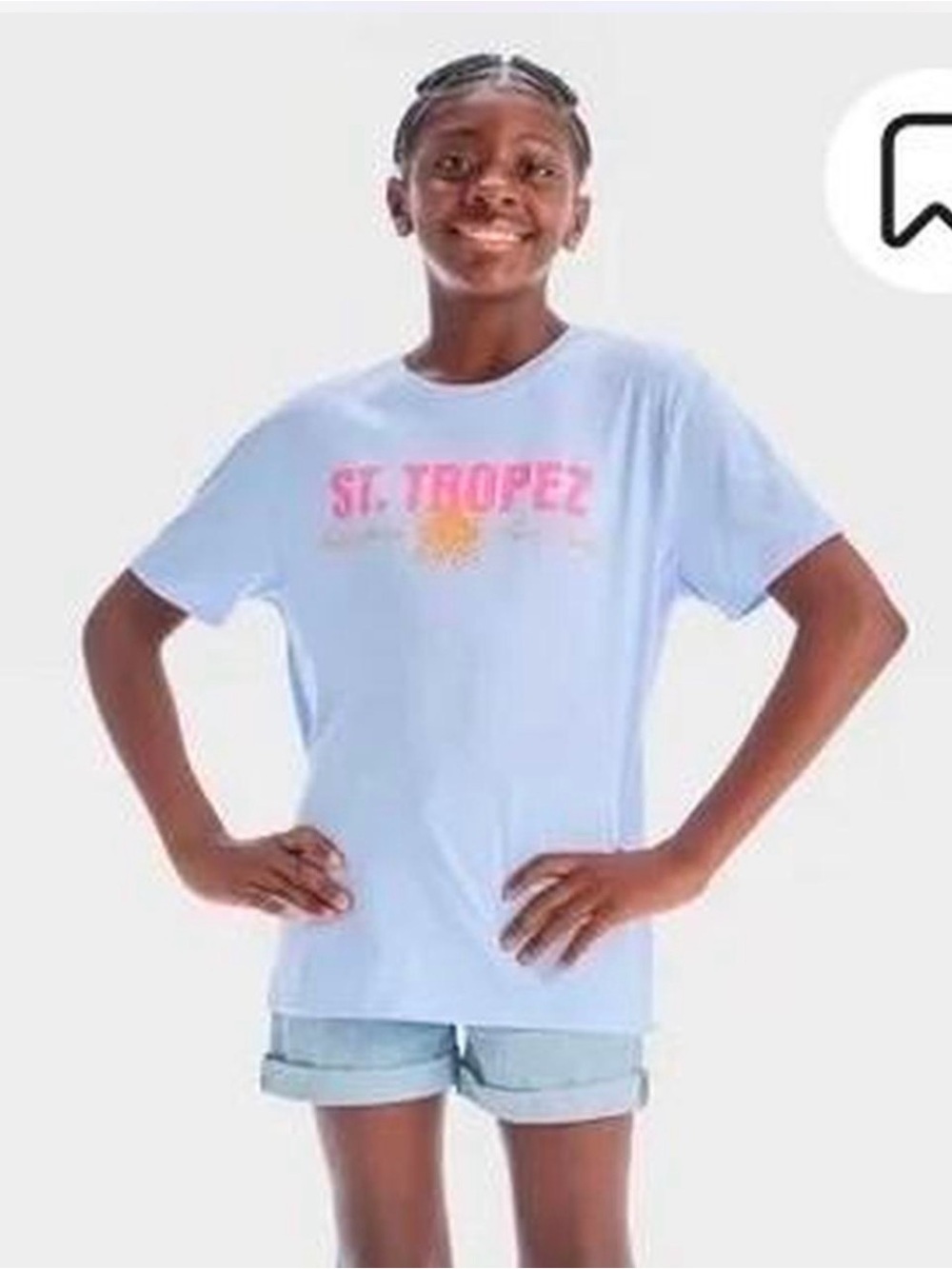 St. Tropez Graphic T-Shirt in Light Blue Size 8 NWT